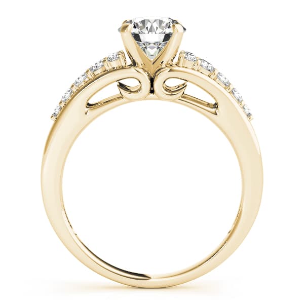 Single Row Prong Set Engagement Ring, style 50649, Side view in yellow gold
