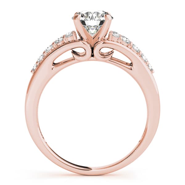 Single Row Prong Set Engagement Ring, style 50649, Side view in rose gold