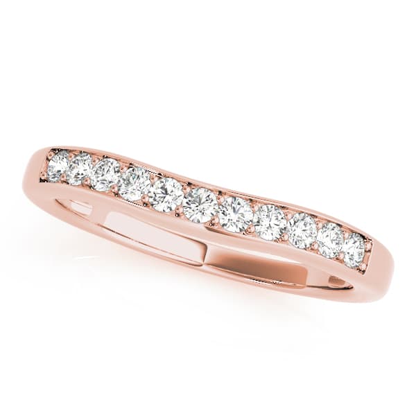 Prong Set Curved Wedding Band (0.28 ct. tw.), Front view in rose gold