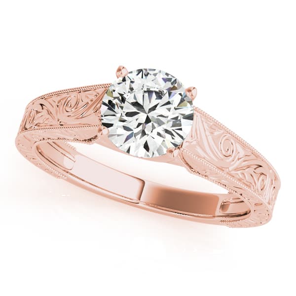 Vintage Inspired Trellis Engagement Ring, style 50650, Front view in rose gold
