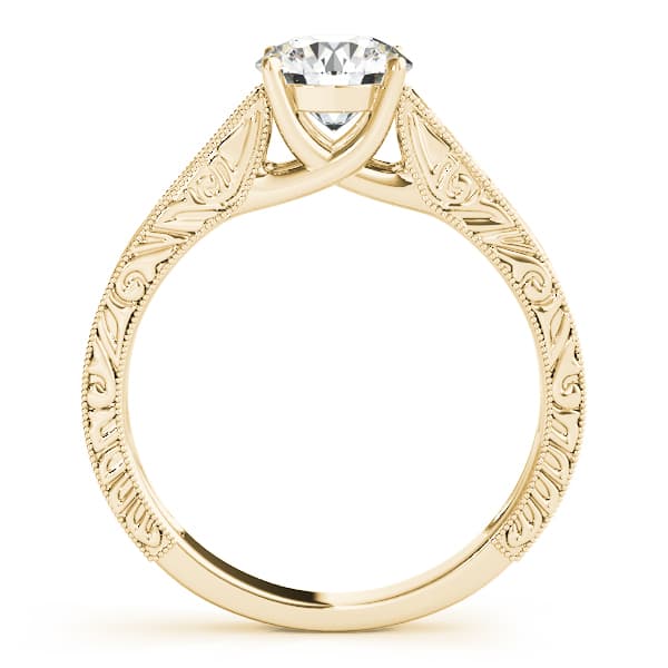 Vintage Inspired Trellis Engagement Ring, style 50650, Side view in yellow gold