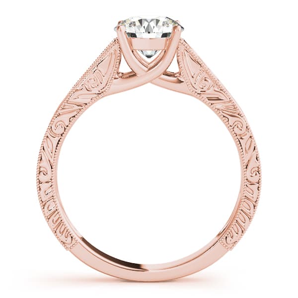 Vintage Inspired Trellis Engagement Ring, style 50650, Side view in rose gold