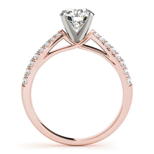 Round 2-Row Pavé Engagement Ring, style 50651, Side view in rose gold