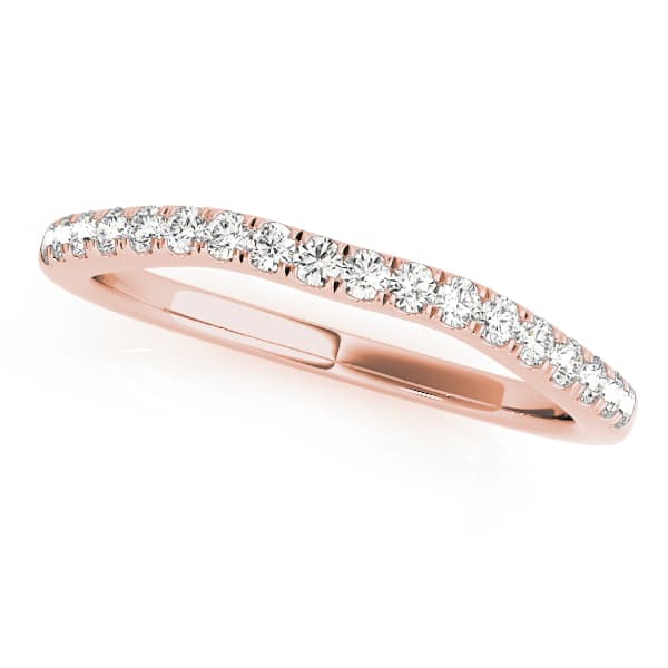 Prong Set Curved Wedding Bands (0.19 ct. tw.), Front view in rose gold