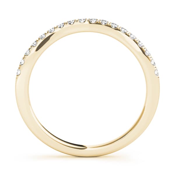 Prong Set Curved Wedding Bands (0.19 ct. tw.), Side view in yellow gold