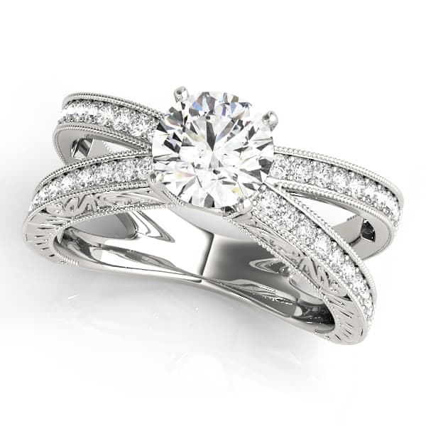 Multirow Milgrained Engagement Ring — style 50652 in 10k White Gold