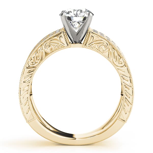 Multi-Row Milgrained Engagement Ring, style 50652, Side view in yellow gold