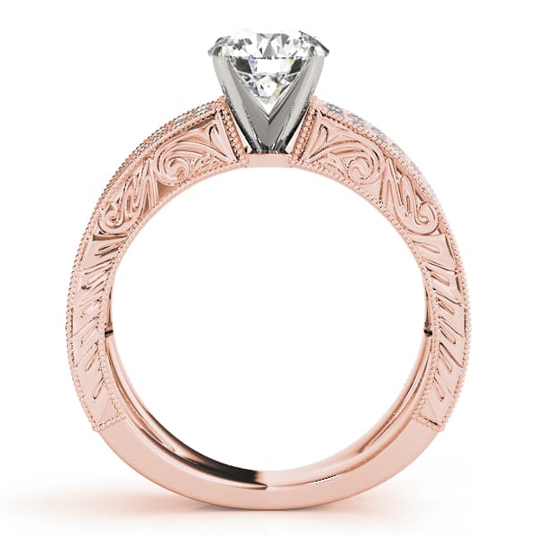Multi-Row Milgrained Engagement Ring, style 50652, Side view in rose gold
