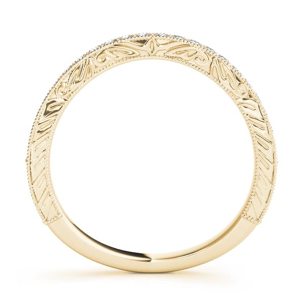 Antique Milgrain Curved Wedding Bands (0.16 ct. tw.), Side view in yellow gold