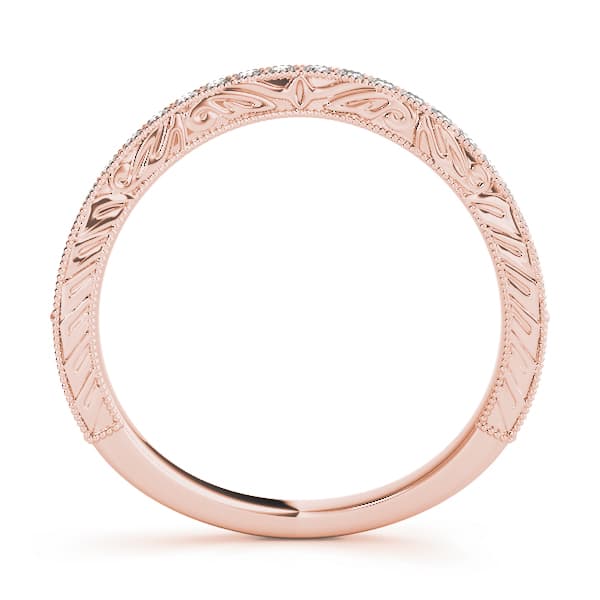 Antique Milgrain Curved Wedding Bands (0.16 ct. tw.), Side view in rose gold