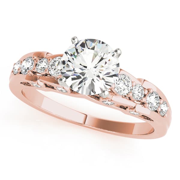 Single Row Prong Set Engagement Ring, style 50653, Front view in rose gold