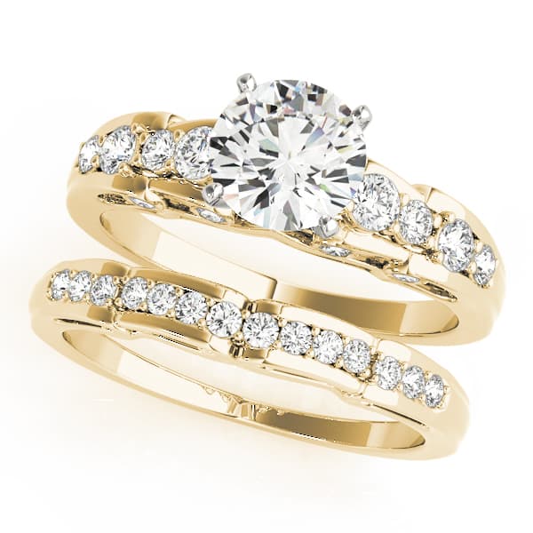 Single Row Prong Set Engagement Ring, style 50653, On hand view in yellow gold