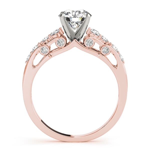 Single Row Prong Set Engagement Ring, style 50653, Side view in rose gold
