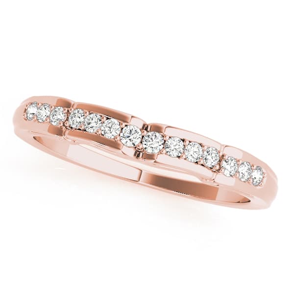 Curved Wedding Band (1/8 ct. tw.), Front view in rose gold