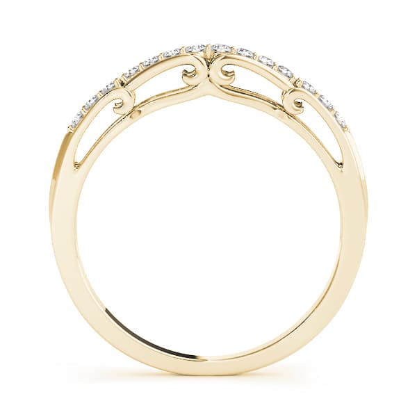 Curved Wedding Band (1/8 ct. tw.), Side view in yellow gold