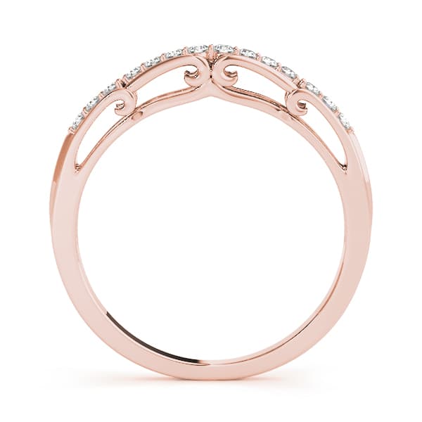 Curved Wedding Band (1/8 ct. tw.), Side view in rose gold