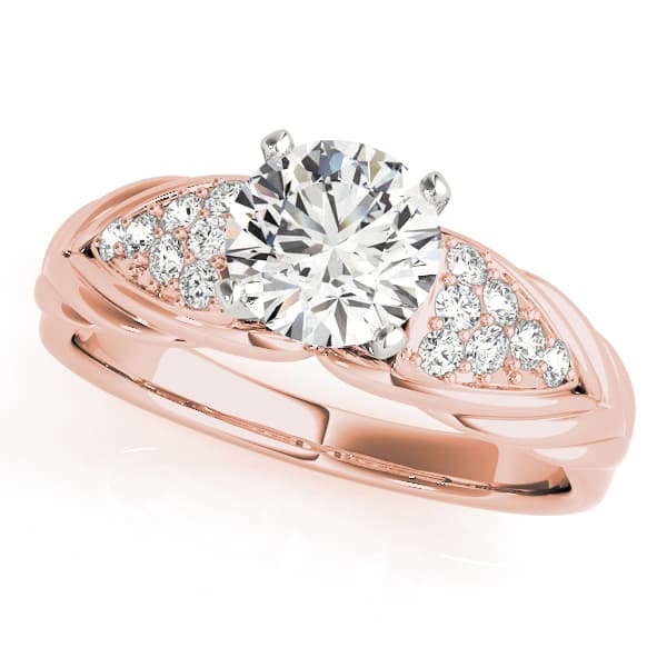 Cluster Sides Engagement Ring, style 50654, Front view in rose gold