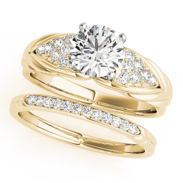 Cluster Sides Engagement Ring, style 50654, On hand view in yellow gold