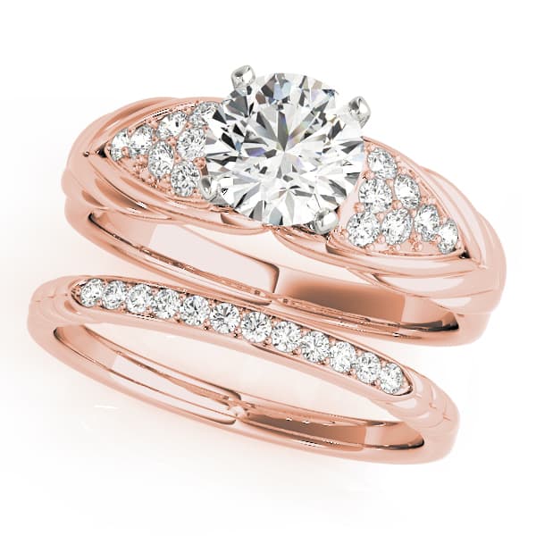 Cluster Sides Engagement Ring, style 50654, On hand view in rose gold