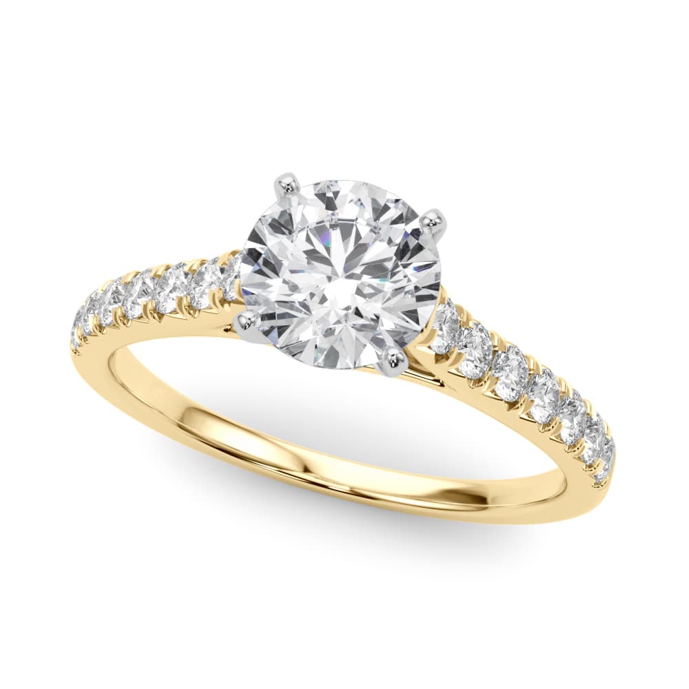 Cathedral Split-Prong Engagement Ring, style 50655, Front view in yellow gold