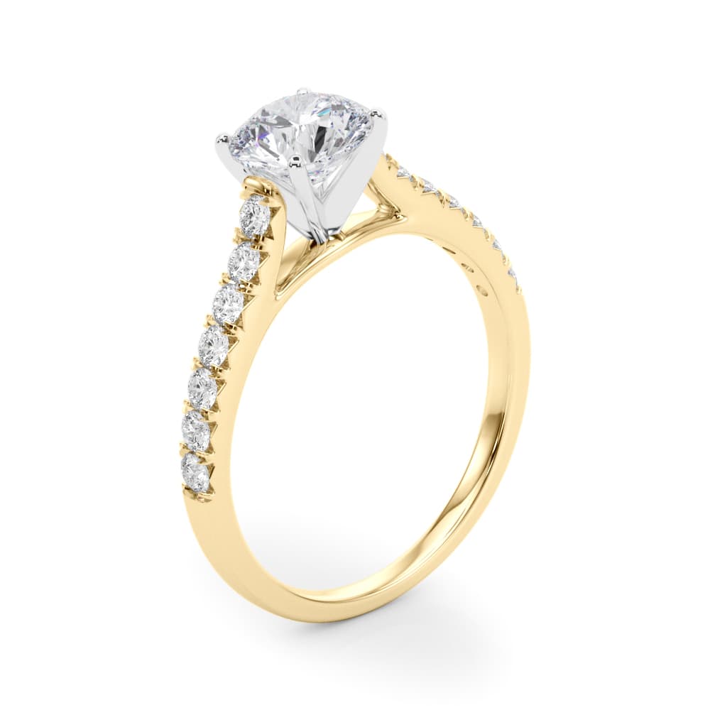 Cathedral Split-Prong Engagement Ring, style 50655, Angle view in yellow gold