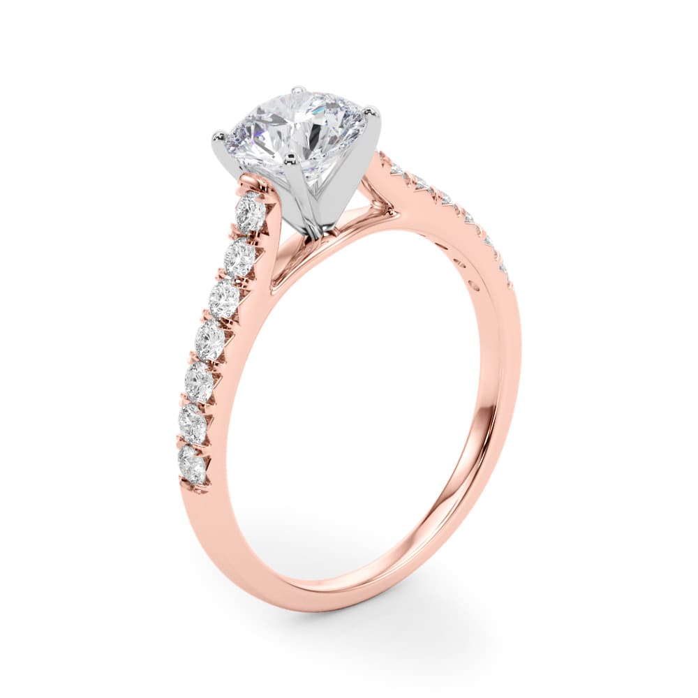 Cathedral Split-Prong Engagement Ring, style 50655, Angle view in rose gold