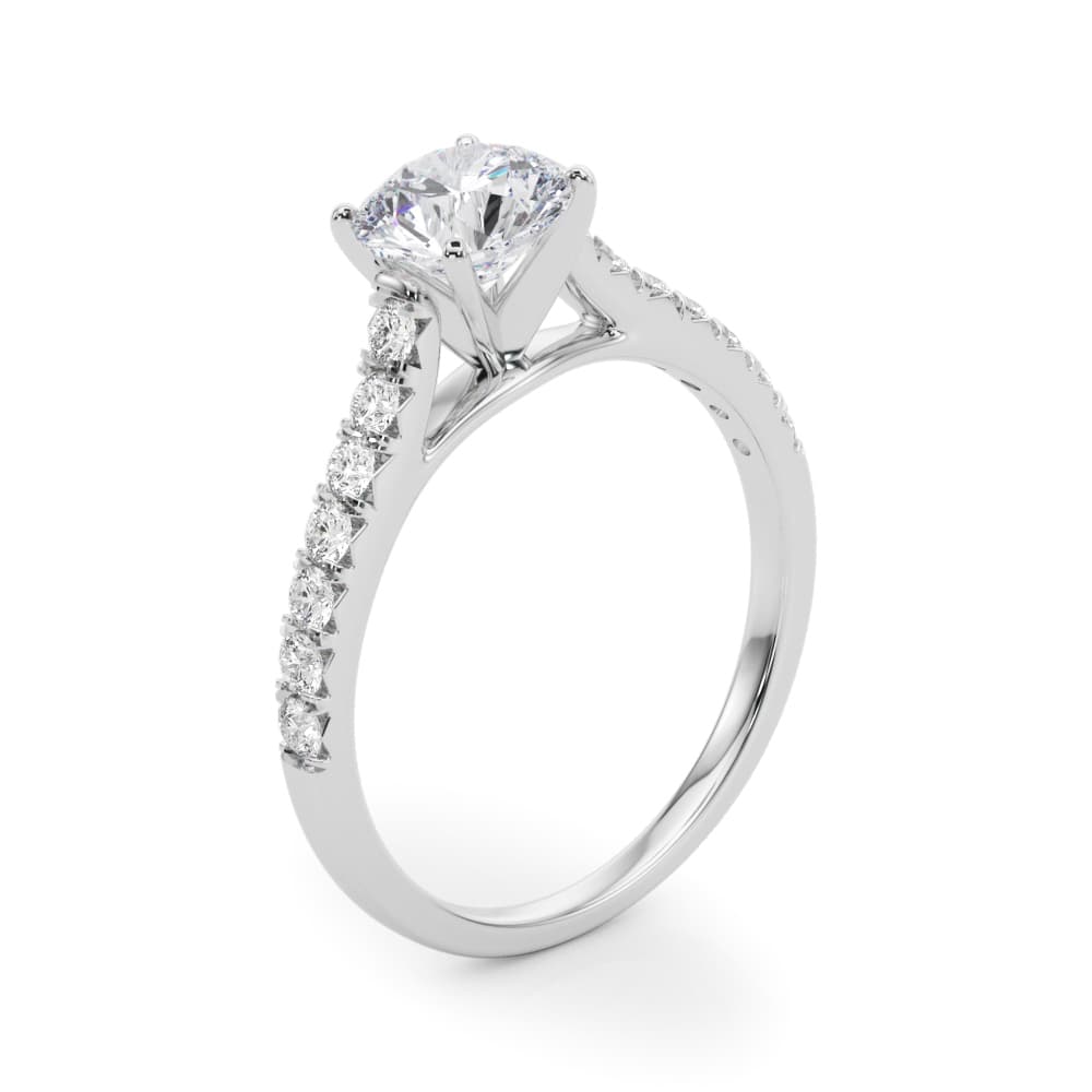 Cathedral Split-Prong Engagement Ring, style 50655, Angle view in white gold or platinum