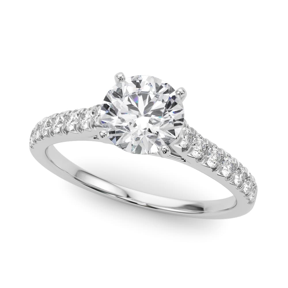 Cathedral Split-Prong Engagement Ring, style 50655, Front view in white gold or platinum