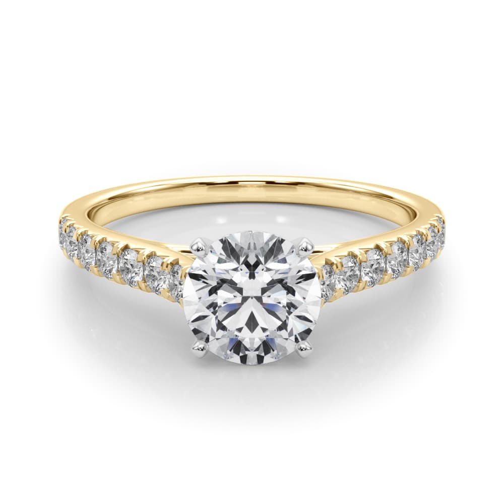 Cathedral Split-Prong Engagement Ring, style 50655, On hand view in yellow gold