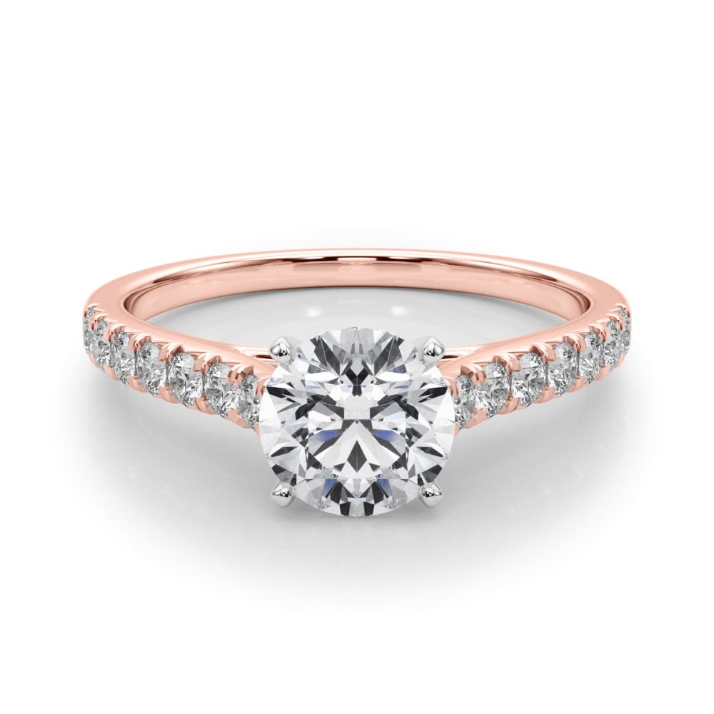 Cathedral Split-Prong Engagement Ring, style 50655, On hand view in rose gold
