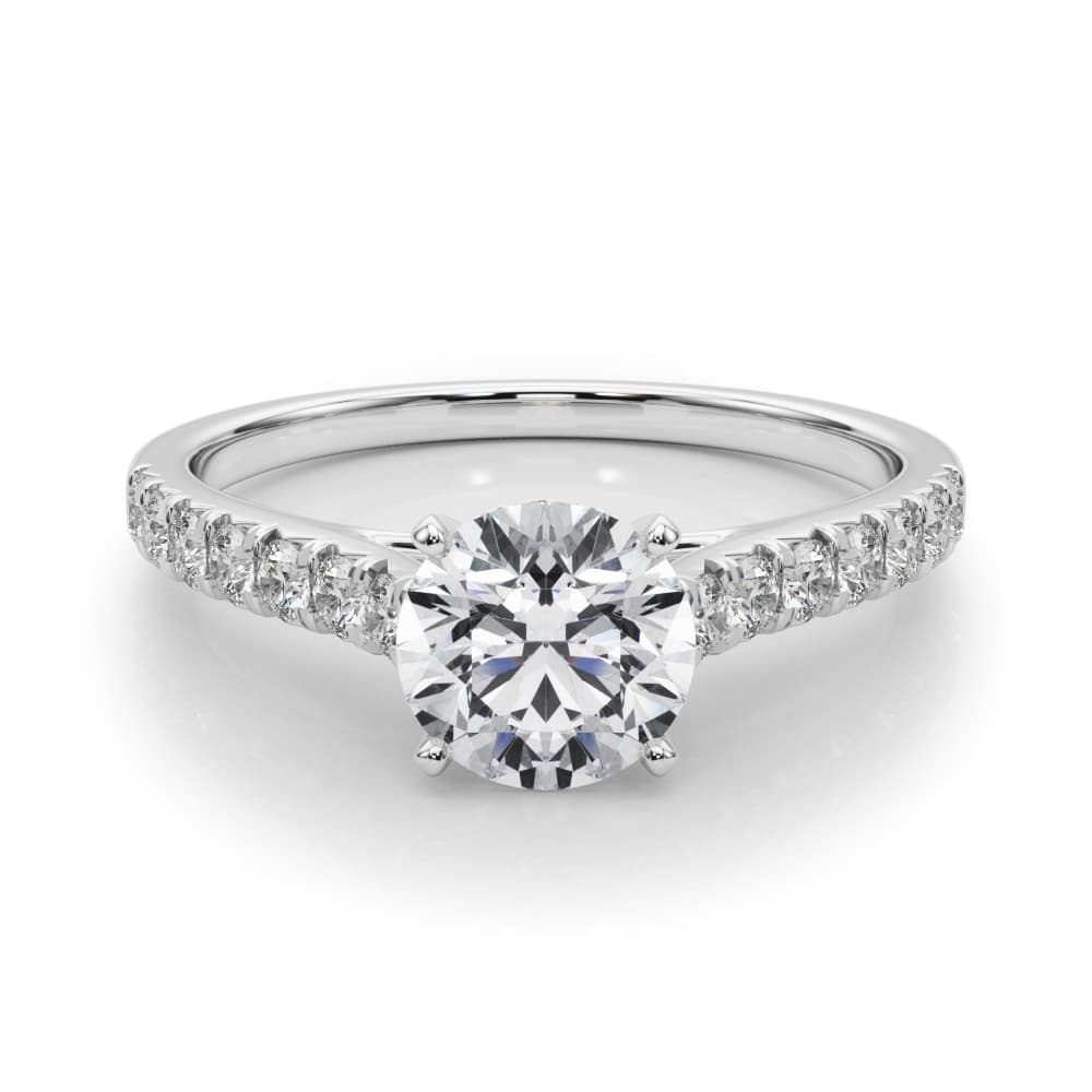 Cathedral Split-Prong Engagement Ring, style 50655, On hand view in white gold or platinum