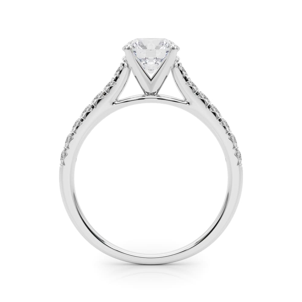 Cathedral Split-Prong Engagement Ring, style 50655, Side view in white gold or platinum