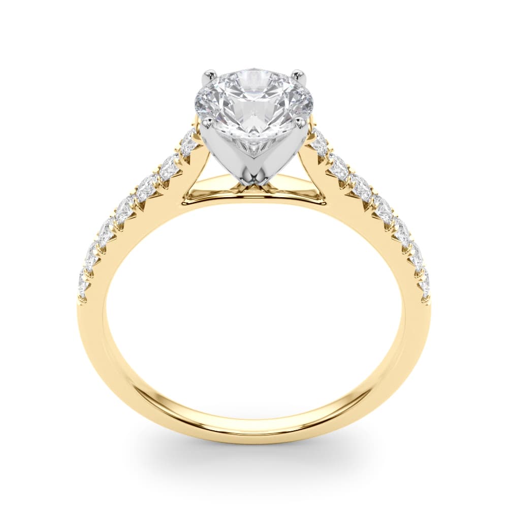 Cathedral Split-Prong Engagement Ring, style 50655, Top view in yellow gold