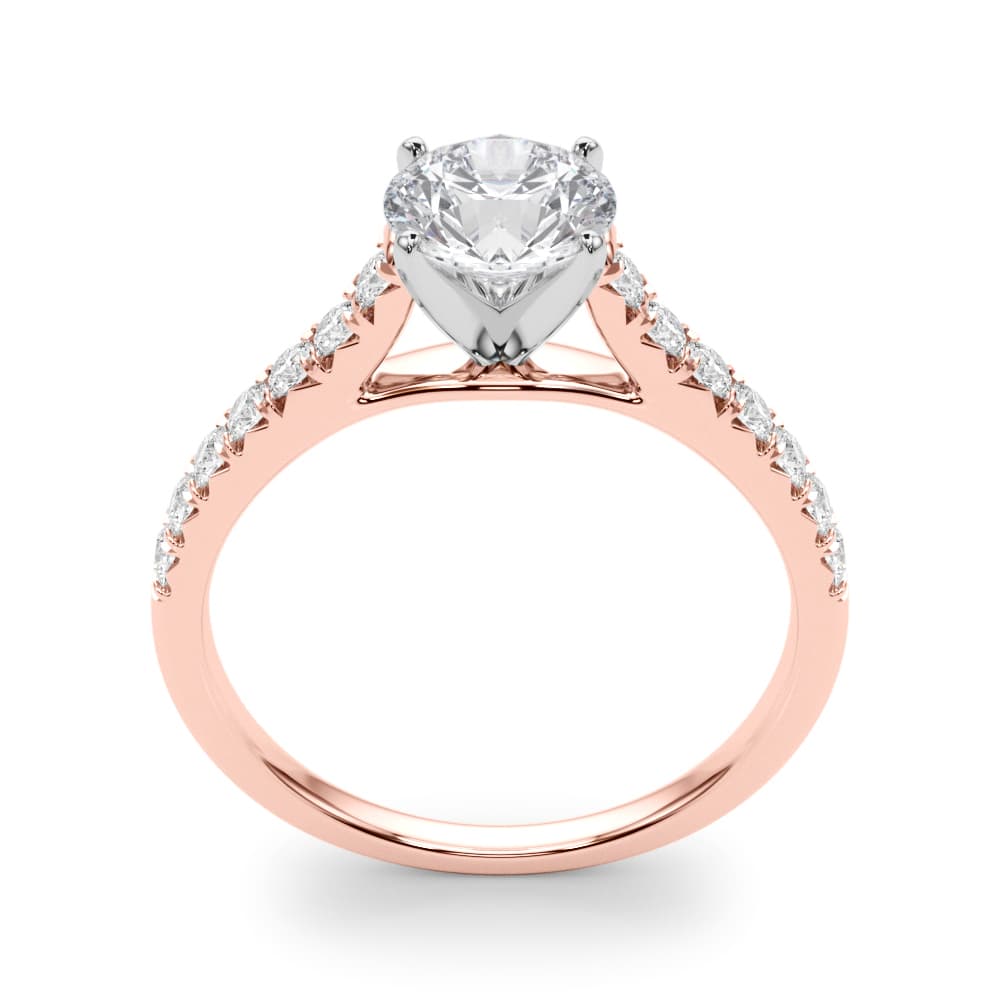 Cathedral Split-Prong Engagement Ring, style 50655, Top view in rose gold