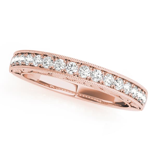 Milgrain Prong Set Wedding Ring (1/3 ct. tw.), Front view in rose gold