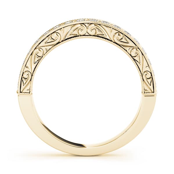 Milgrain Prong Set Wedding Ring (1/3 ct. tw.), Side view in yellow gold