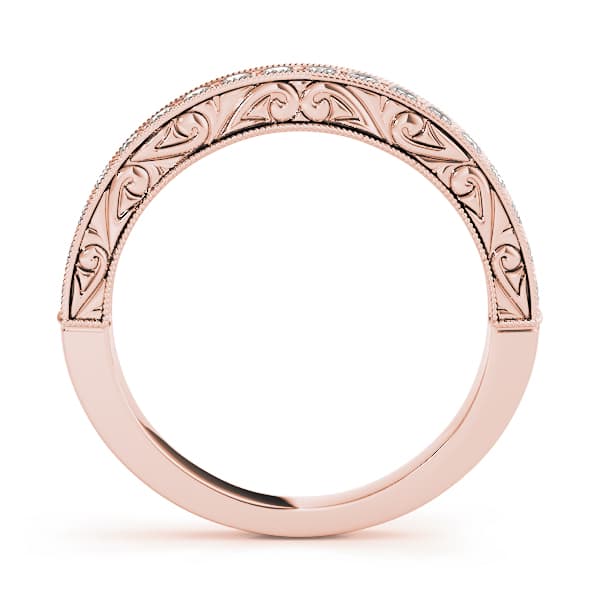 Milgrain Prong Set Wedding Ring (1/3 ct. tw.), Side view in rose gold
