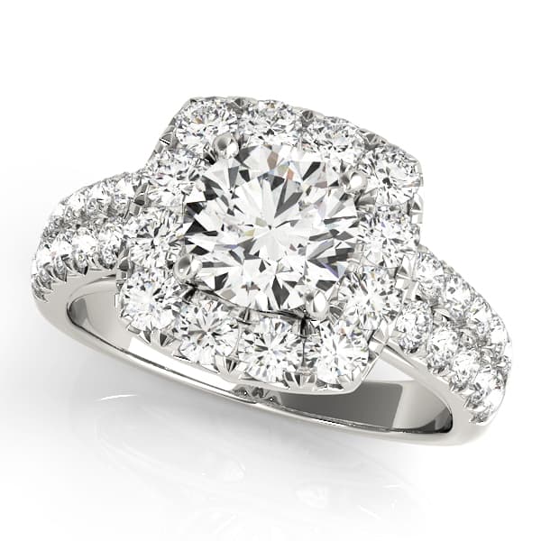 Halo 2-Row Engagement Ring — style 50657 in 10k White Gold