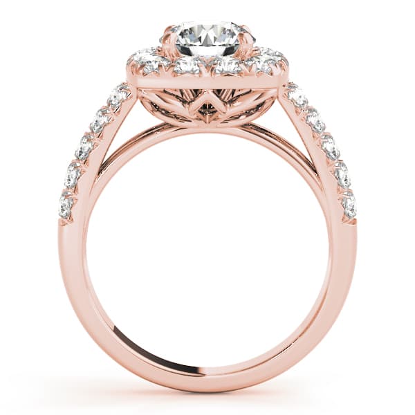 Halo 2-Row Engagement Ring, style 50657, Side view in rose gold
