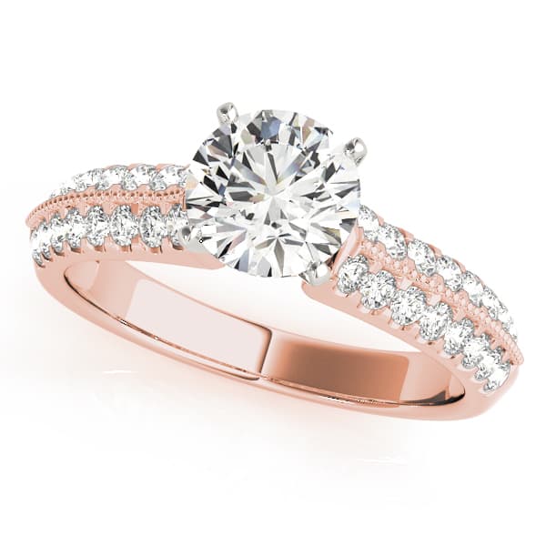 Vintage-Inspired Multi-Row Engagement Ring, style 50658, Front view in rose gold
