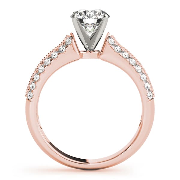 Vintage-Inspired Multi-Row Engagement Ring, style 50658, Side view in rose gold