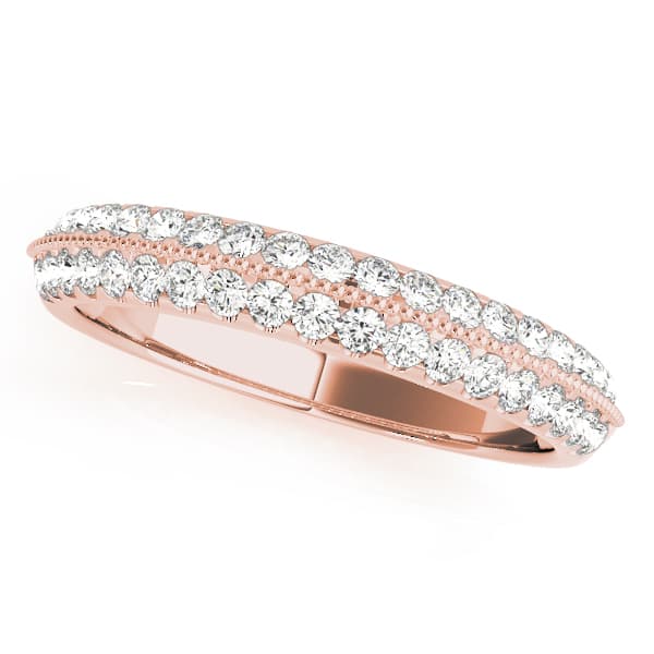 Prong Set Wedding Band (0.57 ct. tw.), Front view in rose gold