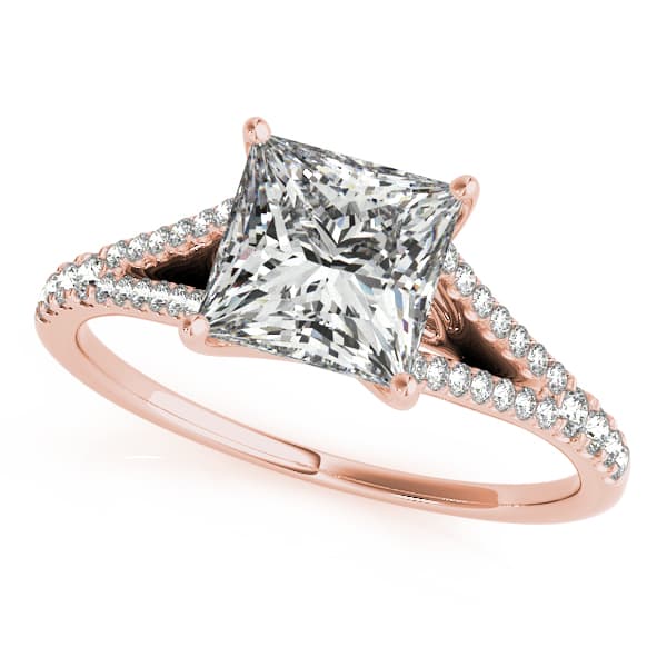 Double Row Split Shank Trellis Engagement Ring, style 50660, Front view in rose gold