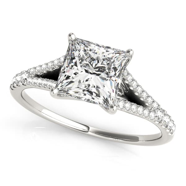 Double Row Split Shank Trellis Engagement Ring — style 50660 in 10k White Gold