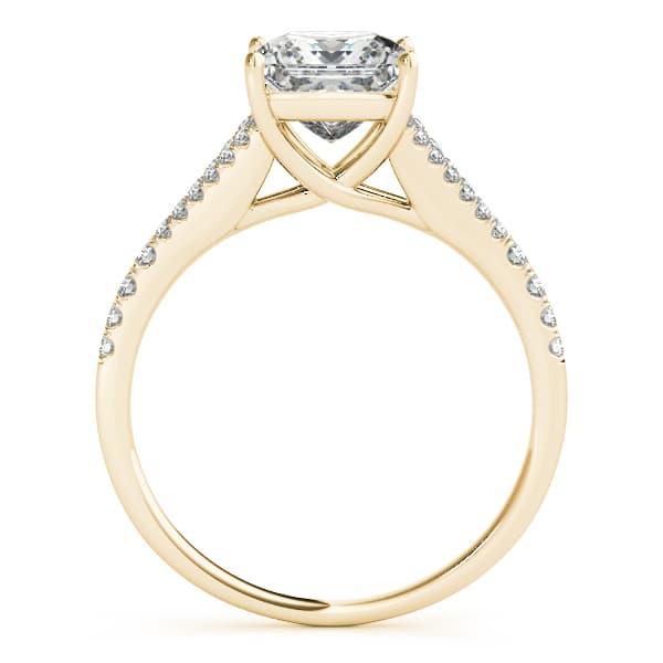 Double Row Split Shank Trellis Engagement Ring, style 50660, Side view in yellow gold