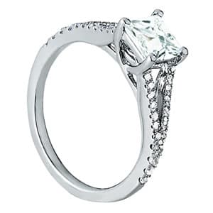 Double Row Split Shank Trellis Engagement Ring, style 50660, Top view in white gold or platinum