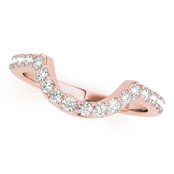 Shared Prong Curved Wedding Bands (0.3 ct. tw.), Front view in rose gold