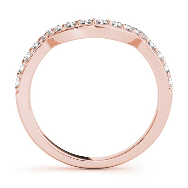 Shared Prong Curved Wedding Bands (0.3 ct. tw.), Side view in rose gold