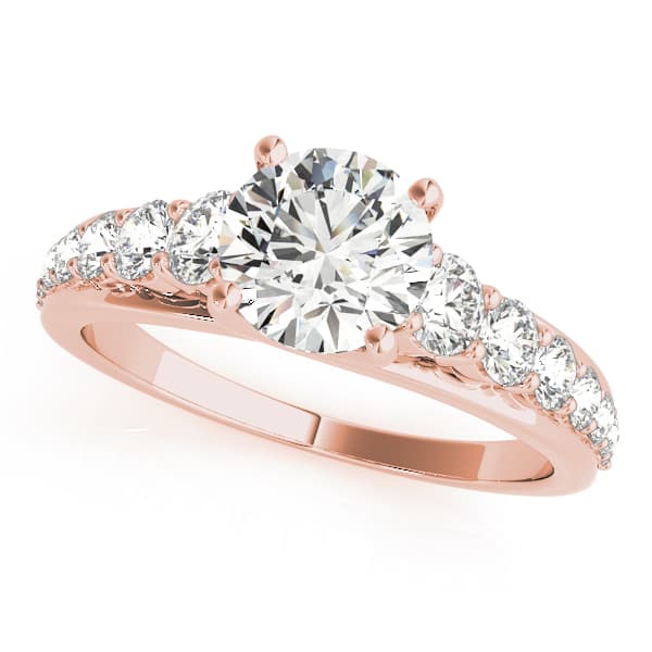 Graduating Trellis Round Engagement Ring, style 50662, Front view in rose gold