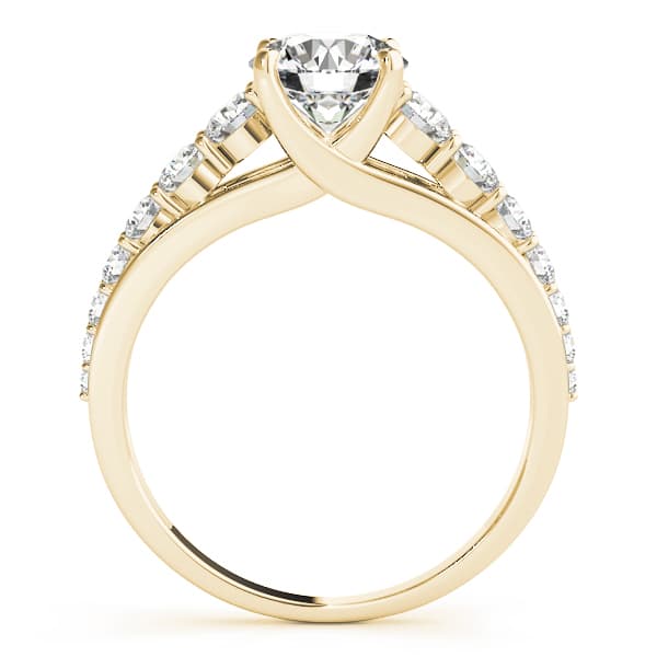 Graduating Trellis Round Engagement Ring, style 50662, Side view in yellow gold